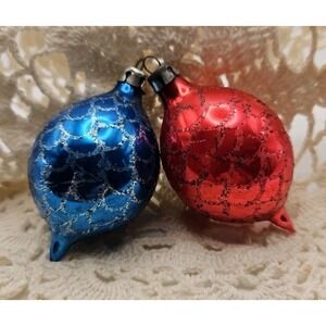 Lot of 2 Glass Christmas Ornaments Marked Poland (9)